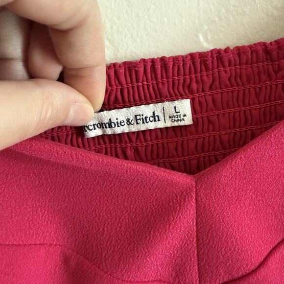 Abercrombie & Fitch Size Large Puff Sleeve Corset Sweetheart Top - Pink Smocked - Picture 5 of 10